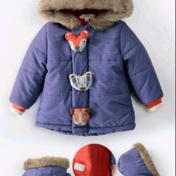Детско зимно пухкаво яке с качулка и 3Д Животинки
