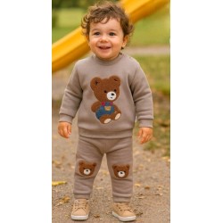 Бебешки ватиран комплект в тъмно бежово с МЕЧЕТА