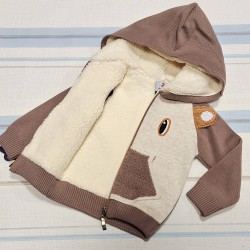 Пухкава ватирана бебешка жилетка в кафяво МЕЧО