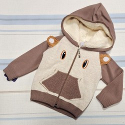 Пухкава ватирана бебешка жилетка в кафяво МЕЧО