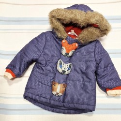 Детско зимно пухкаво яке с качулка и 3Д Животинки
