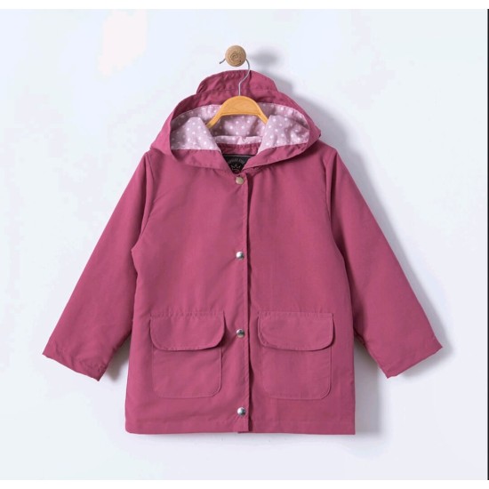 Детско яке ветровка в  малиново розово с качулка
