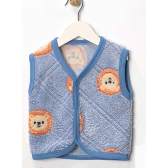 Бебешки пухкав елек в синьо с ЛЪВЧЕТА Бебешки пухкав елек в синьо с ЛЪВЧЕТА