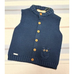 Бебешки плетен мек елек в тъмносиньо