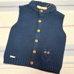 Бебешки плетен мек елек в тъмносиньо