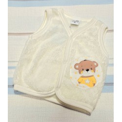 Пухкав бебешки елек в бяло с меченце