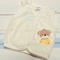 Пухкав бебешки елек в бяло с меченце Пухкав бебешки елек в бяло с меченце