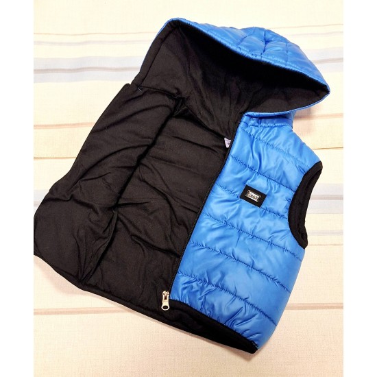 Детски шушляков елек в синьо с качулка Детски шушляков елек в синьо с качулка