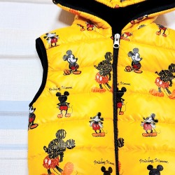 Детски шушляков елек с ушички с Мики Маус в жълто