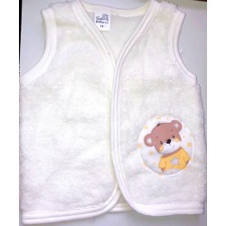 Пухкав бебешки елек в бяло с меченце