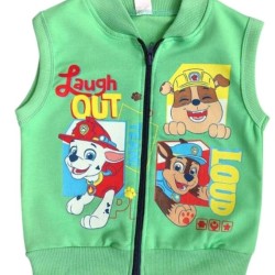 Детски памучен елек в зелено с ПЕС ПАТРУЛ