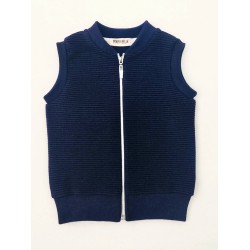 Детски памучен тъмносин елек