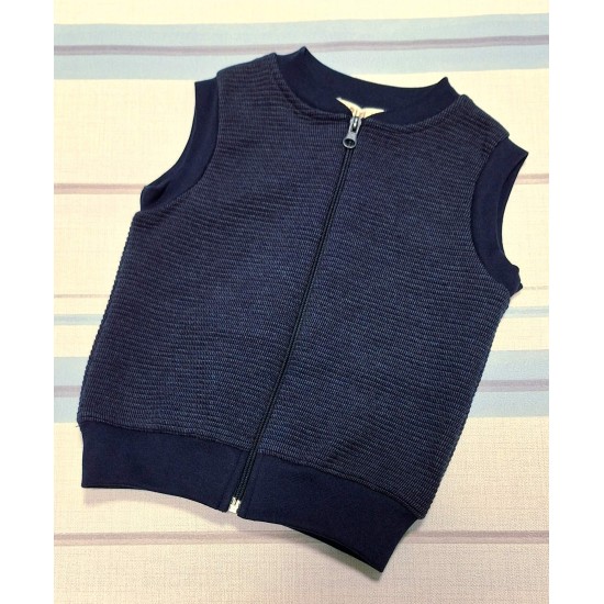 Детски памучен тъмносин елек