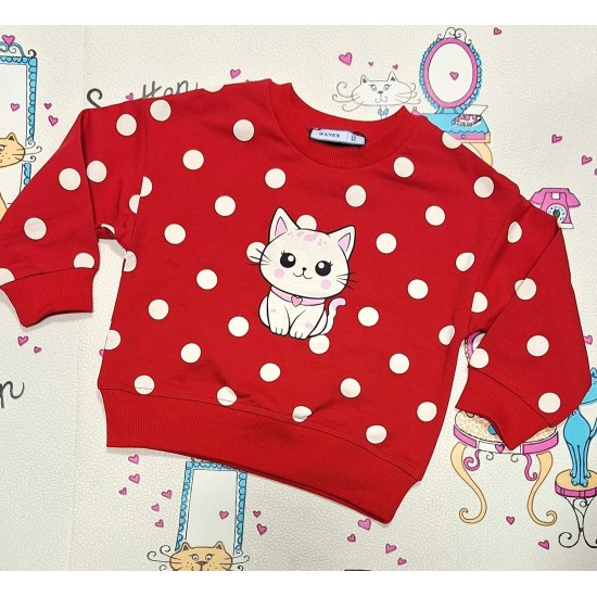 Детска блуза в червено с бели точки КОТЕ Детска блуза в червено с бели точки КОТЕ