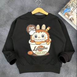 ЛАБУБУ Детска памучна блуза в черно с кафе мелба ЛАБУБУ Детска памучна блуза в черно с кафе мелба