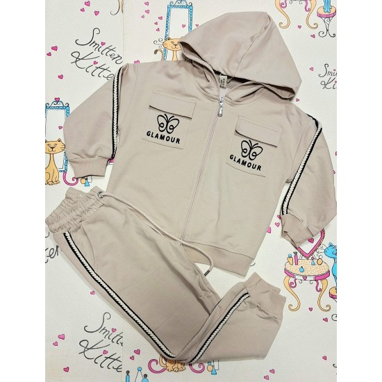 Детски спортен комплект в екрю ПЕПЕРУДА Сс качулка