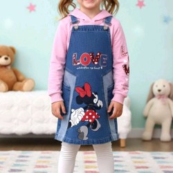 Детски дънков сукман с Мини Маус с розова блуза с качулка