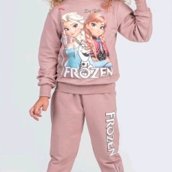 Детски памучен комплект в тъмно розово с Елза и Ана Детски памучен комплект в тъмно розово с Елза и Ана