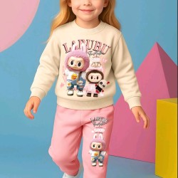 ЛАБУБУ Детски памучен комплект в розово и екрю ЛАБУБУ Детски памучен комплект в розово и екрю