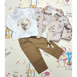 Детски комплект от 3 части с яке в бежово и кафяво БЕЙЛИ