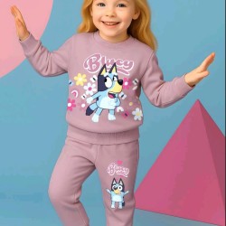 Детски памучен комплект в тъмно розово с Блуи  Детски памучен комплект в тъмно розово с Блуи