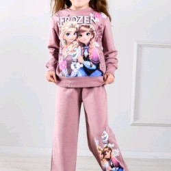 Детски комплект в розово/пудра с широко долнище Елза и АНА