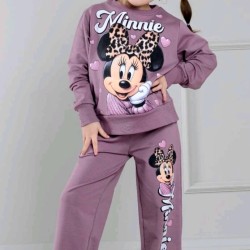 Детски комплект в тъмнорозово с широко долнище МИНИ МАУС