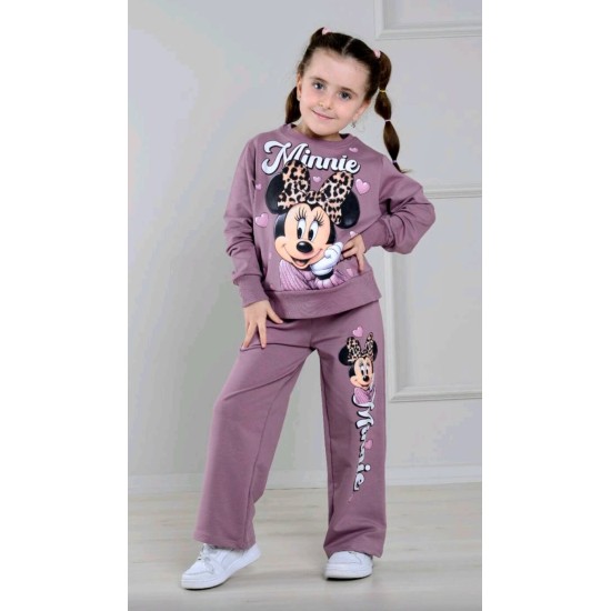 Детски комплект в тъмнорозово с широко долнище МИНИ МАУС