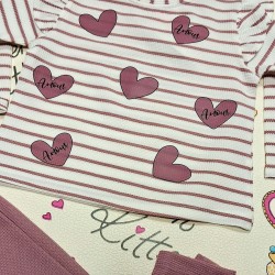 Детски комплект с клин и блуза в пудра и бяло СЪРЧИЦА Детски комплект с клин и блуза в пудра и бяло СЪРЧИЦА