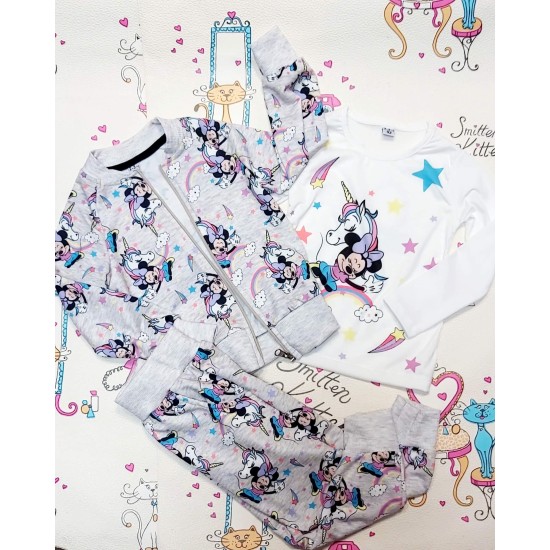 Детски спортен комплект в сиво с МИНИ МАУС И ЕДНОРОГ