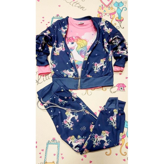 Детски спортен комплект в тъмносиньо ЕДНОРОГ