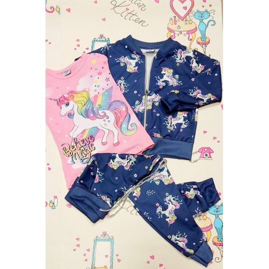 Детски спортен комплект в тъмносиньо ЕДНОРОГ