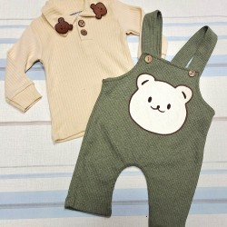 Бебешки гащеризон в зелено с блуза с яка МЕЧЕТА