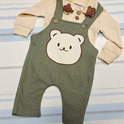 Бебешки гащеризон в зелено с блуза с яка МЕЧЕТА