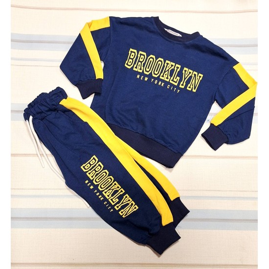 Детски памучен комплект в тъмносиньо и жълто БРУКЛИН