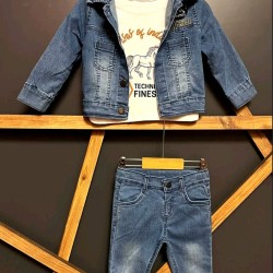 Детски дънков комплект с яке,дънки и блуза КОНЧЕТО
