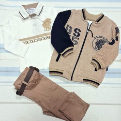 Разкошен детски комплект в бежово с леко ватирано яке ДЖОНИ Разкошен детски комплект в бежово с леко ватирано яке ДЖОНИ