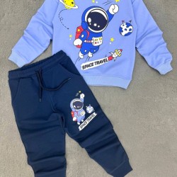 Детски памучен комплект в синьо КОСМОНАВТ Детски памучен комплект в синьо КОСМОНАВТ