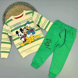 Детски памучен комплект в зелено МИКИ И ПРИЯТЕЛИ Детски памучен комплект в зелено МИКИ И ПРИЯТЕЛИ