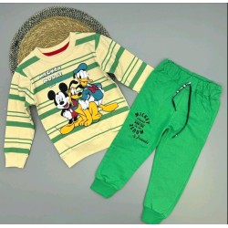 Детски памучен комплект в зелено МИКИ И ПРИЯТЕЛИ