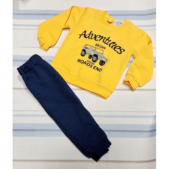 Детски памучен комплект в жълто и синьо ДЖИП Детски памучен комплект в жълто и синьо ДЖИП