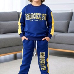 Детски памучен комплект в тъмносиньо и жълто БРУКЛИН