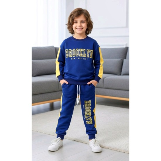 Детски памучен комплект в тъмносиньо и жълто БРУКЛИН