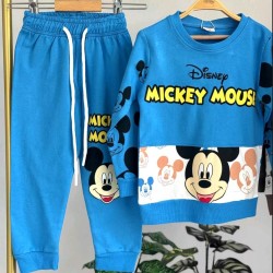 Детски памучен комплект в светло синьо МИКИ МАУС Детски памучен комплект в светло синьо МИКИ МАУС