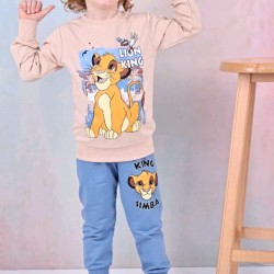 Детски спортен комплект в бежово и синьо с ЦАР ЛЪВ Детски спортен комплект в бежово и синьо с ЦАР ЛЪВ