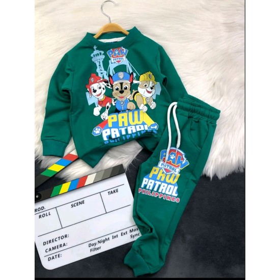 Детски памучен комплект в зелено с ПЕС ПАТРУЛ