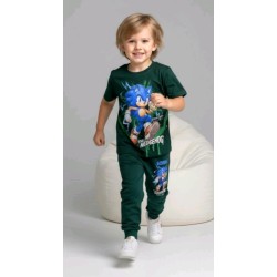 Детски комплект с къс ръкав в тъмно зелено СОНИК