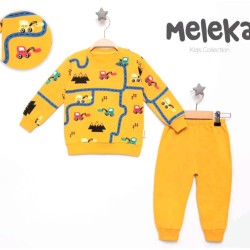 Бебешки памучен комплект в жълто КОЛИЧКИ