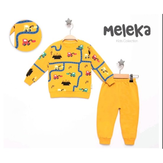 Бебешки памучен комплект в жълто КОЛИЧКИ