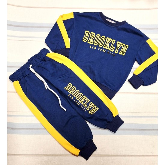 Детски памучен комплект в тъмносиньо и жълто БРУКЛИН